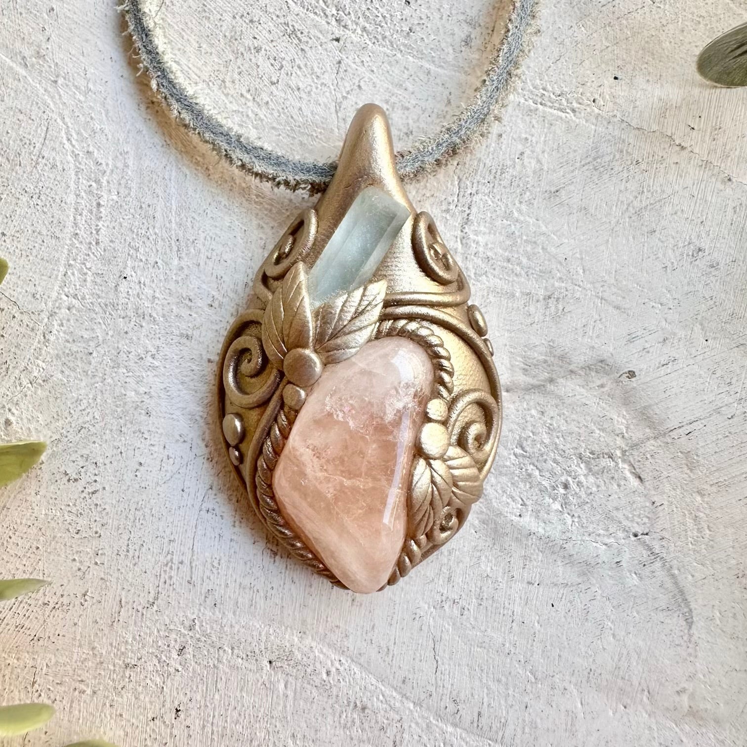 Spiritual crystal necklace boho talisman for love and emotional healing