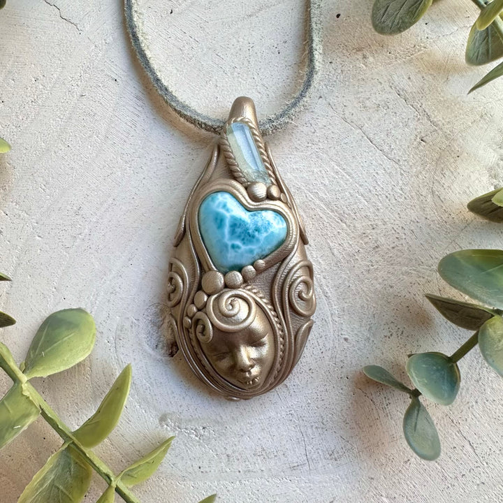 Metaphysical crystal necklace boho jewelry handmade goddess pendant