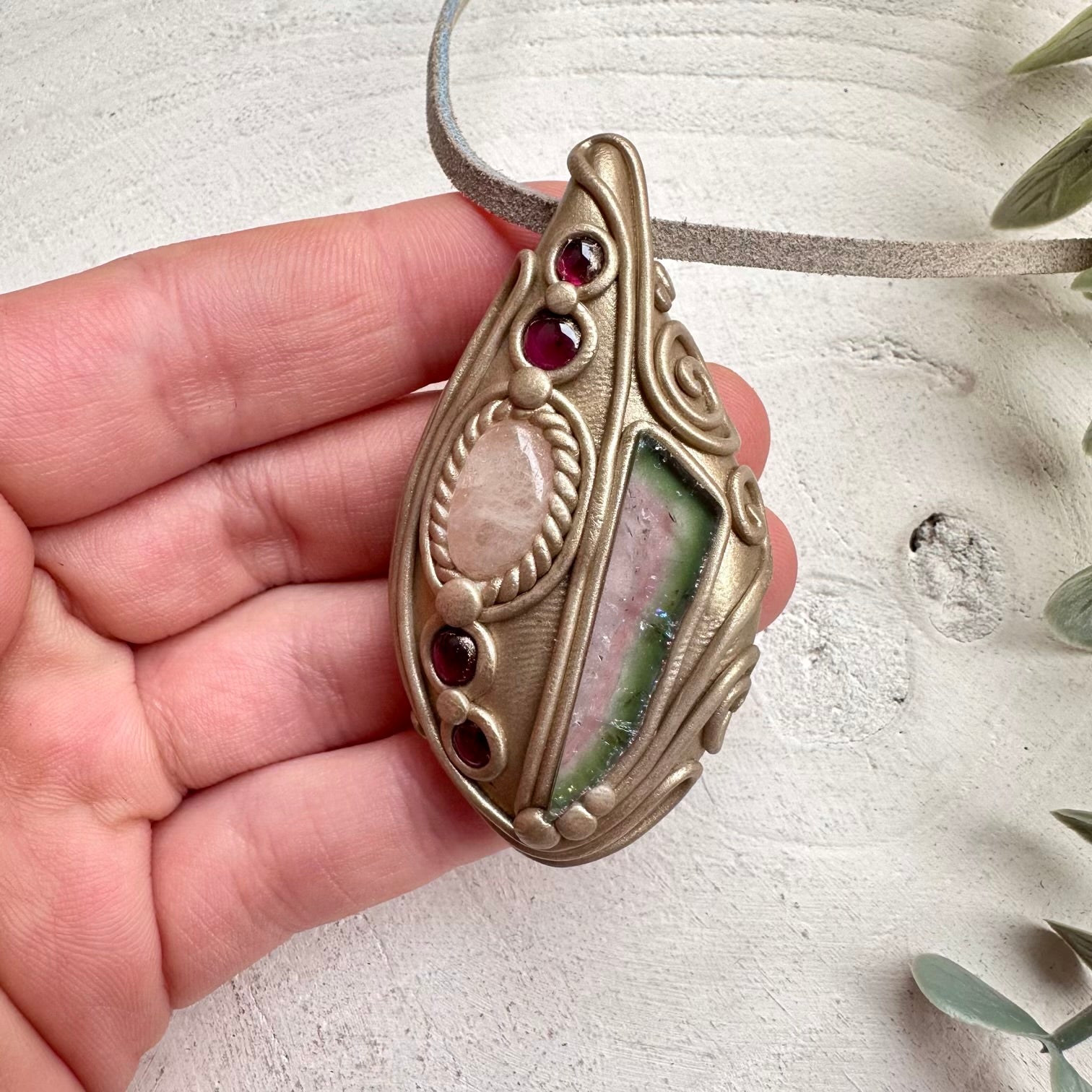 Crystal necklace designed for emotional healing love and feminine energy