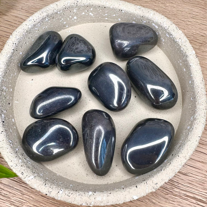 Polished hematite healing crystal for grounding energy