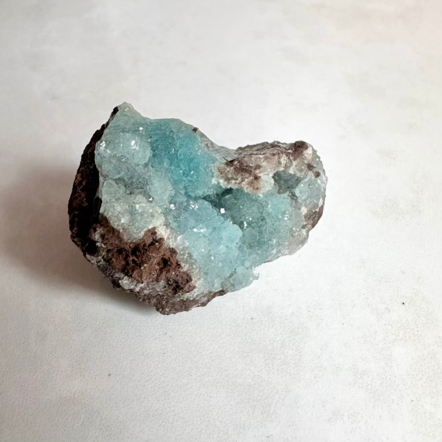 Hemimorphite mineral cluster showing natural druzy formation