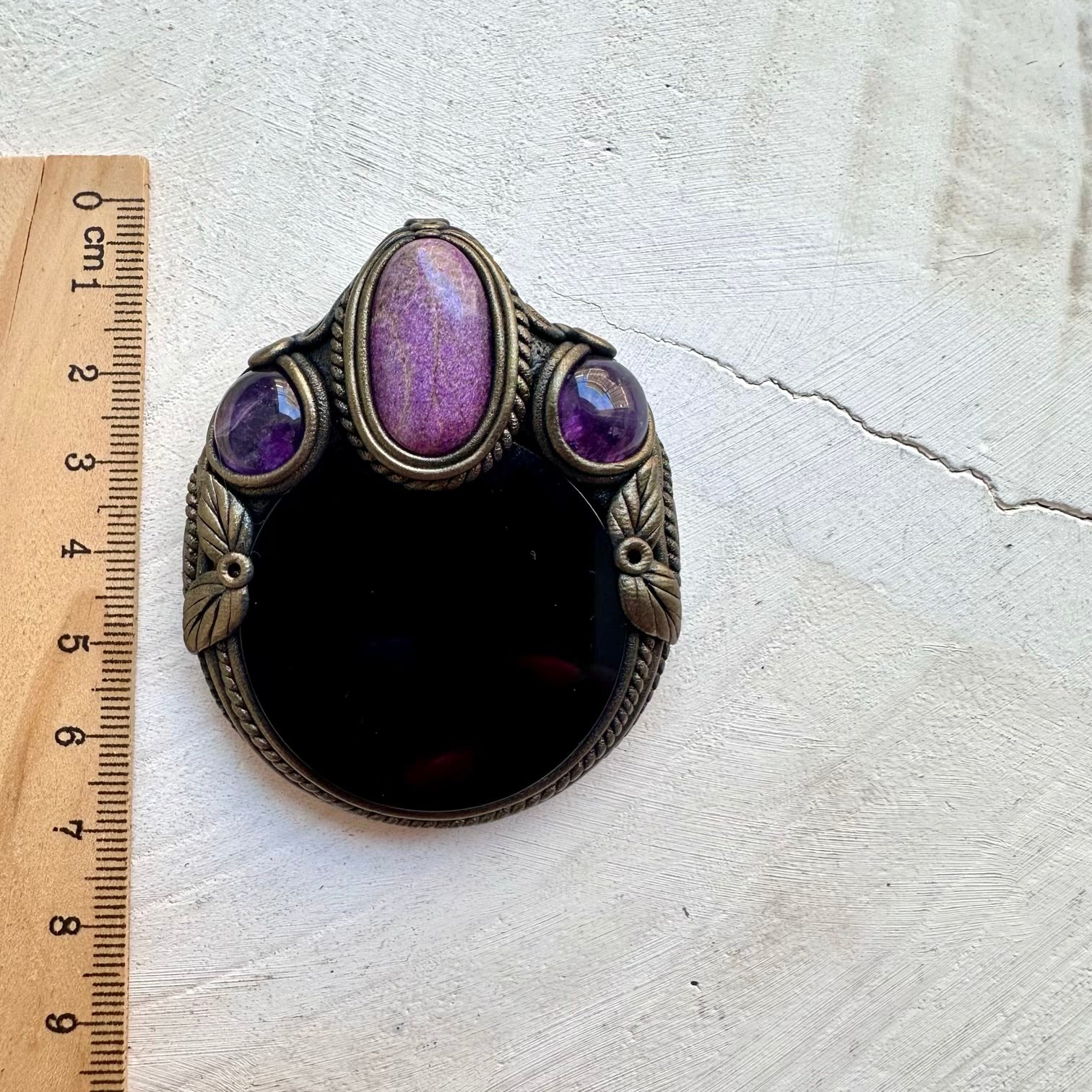 Witchy crystal necklace with Stichtite and Amethyst gemstones