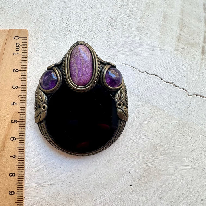 Witchy crystal necklace with Stichtite and Amethyst gemstones