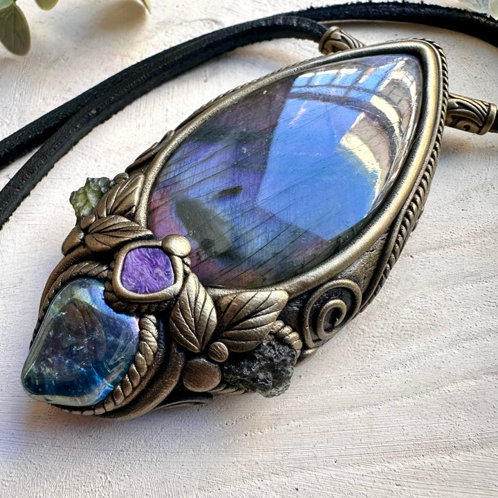 Crystal necklace designed for intuition transformation and protection