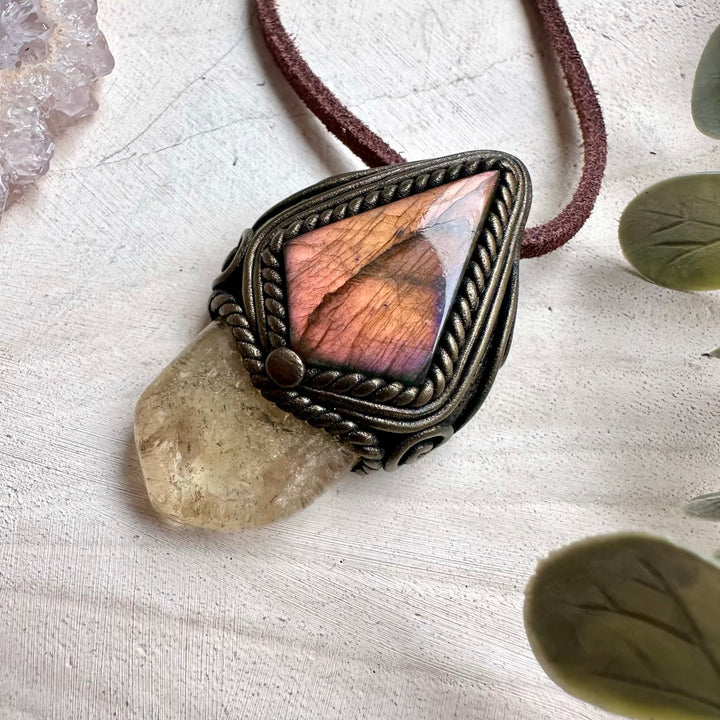 Handmade talisman necklace with citrine