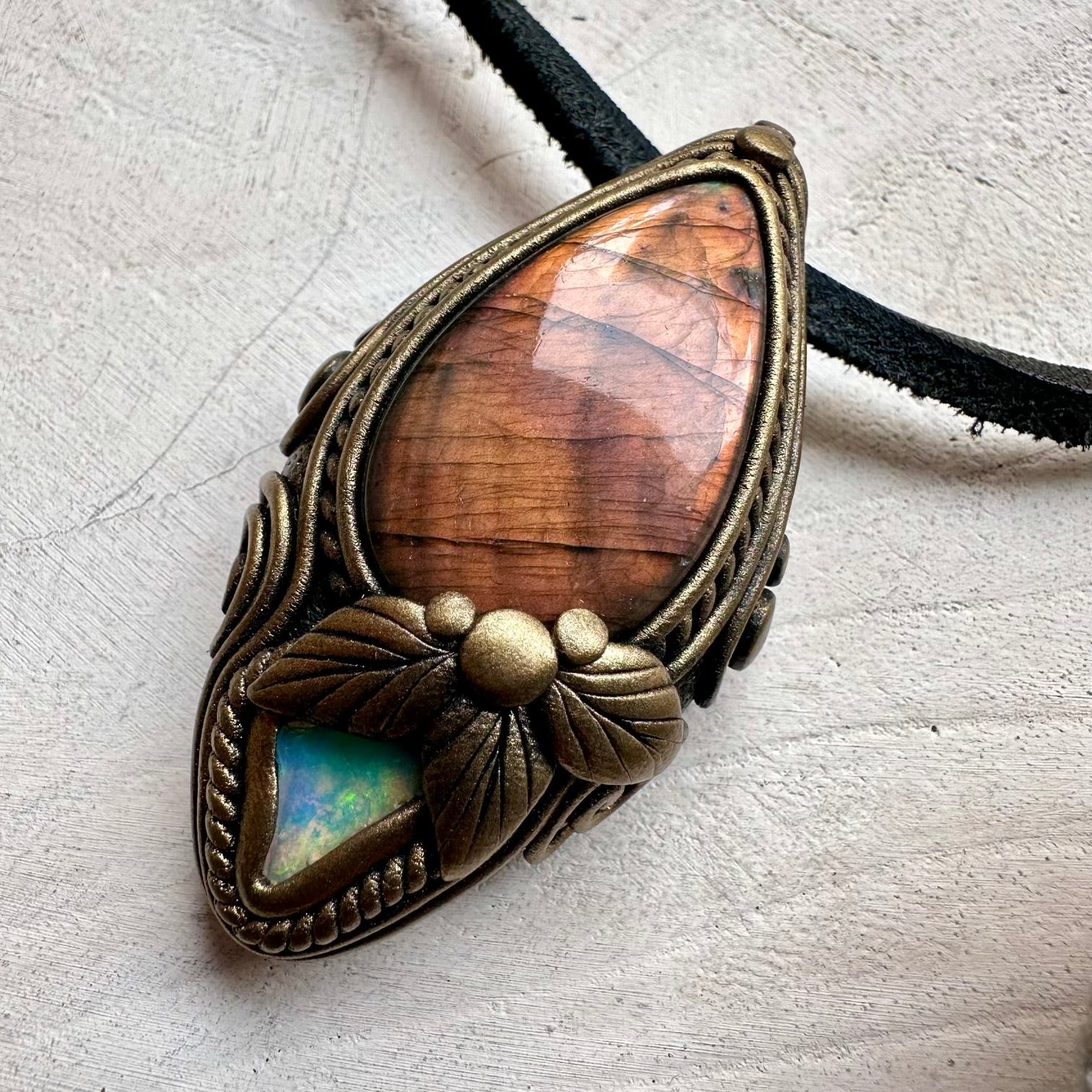 Unique labradorite crystal pendant necklace