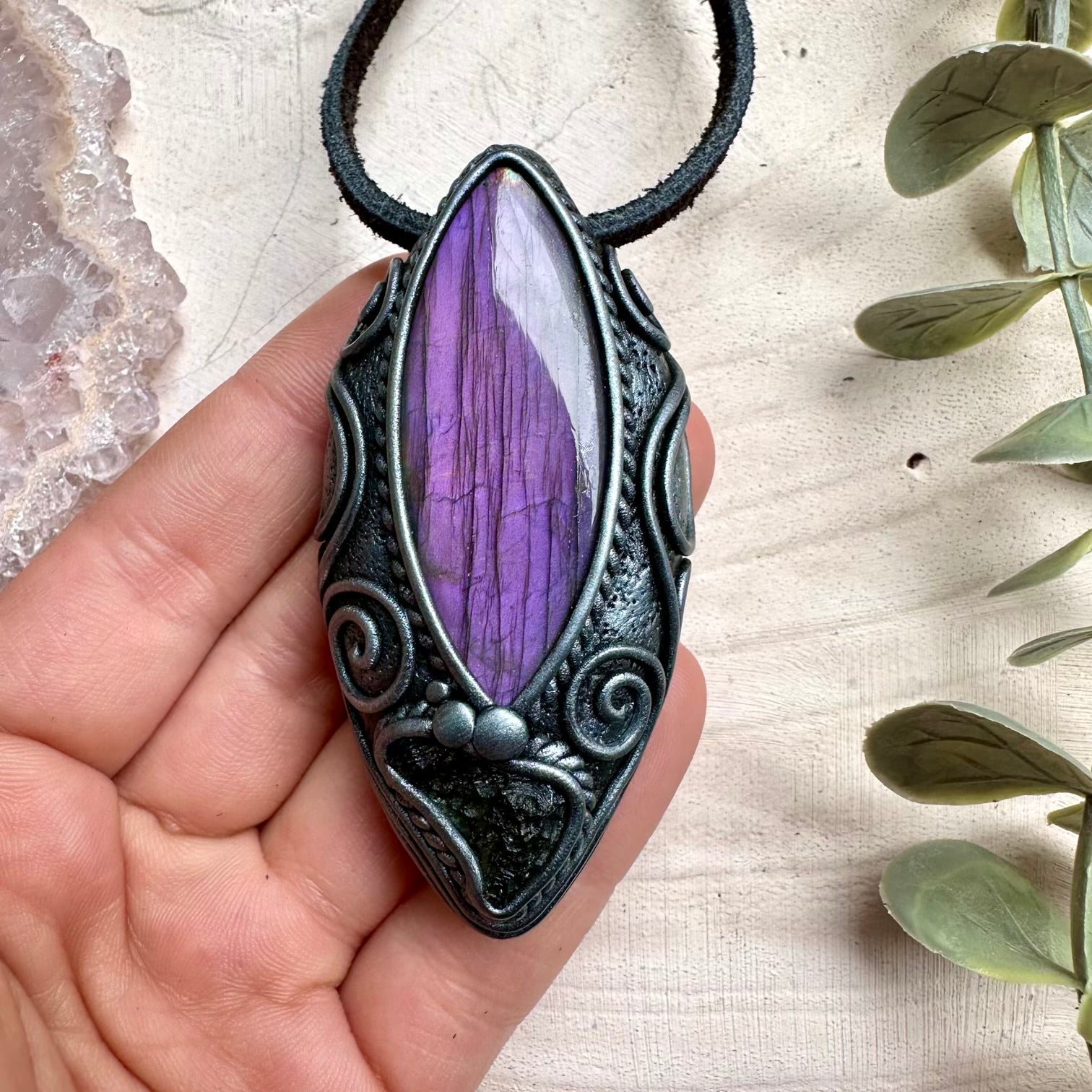 Unique moldavite crystal pendant necklace