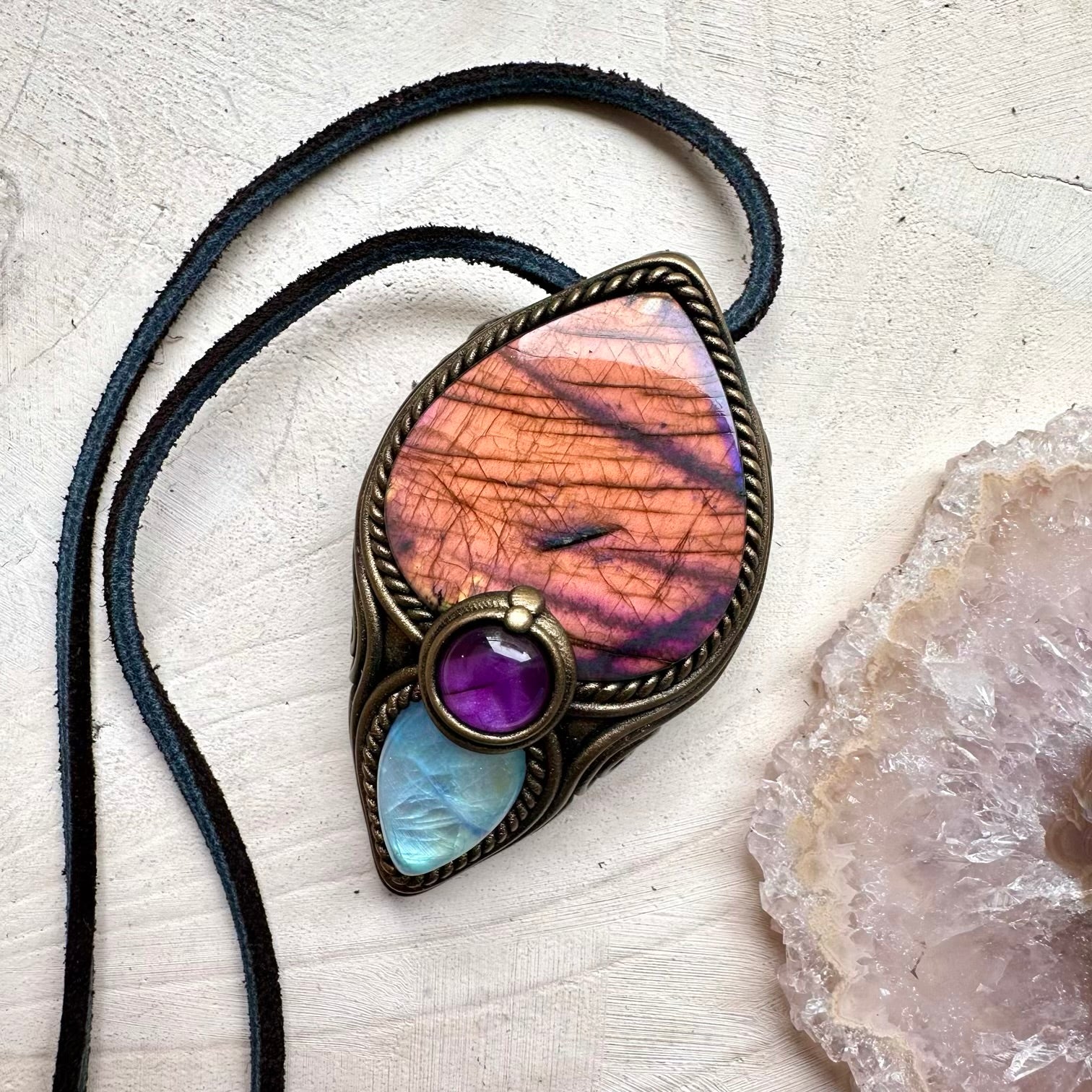 Crystal necklace designed for intuition balance and calm - Fairygardenglow