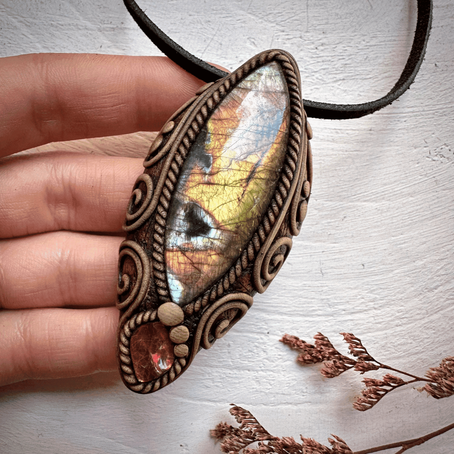 Labradorite and Ammolite Necklace - FairyGardenGlow
