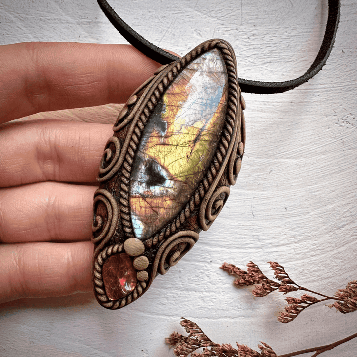 Labradorite and Ammolite Necklace - FairyGardenGlow