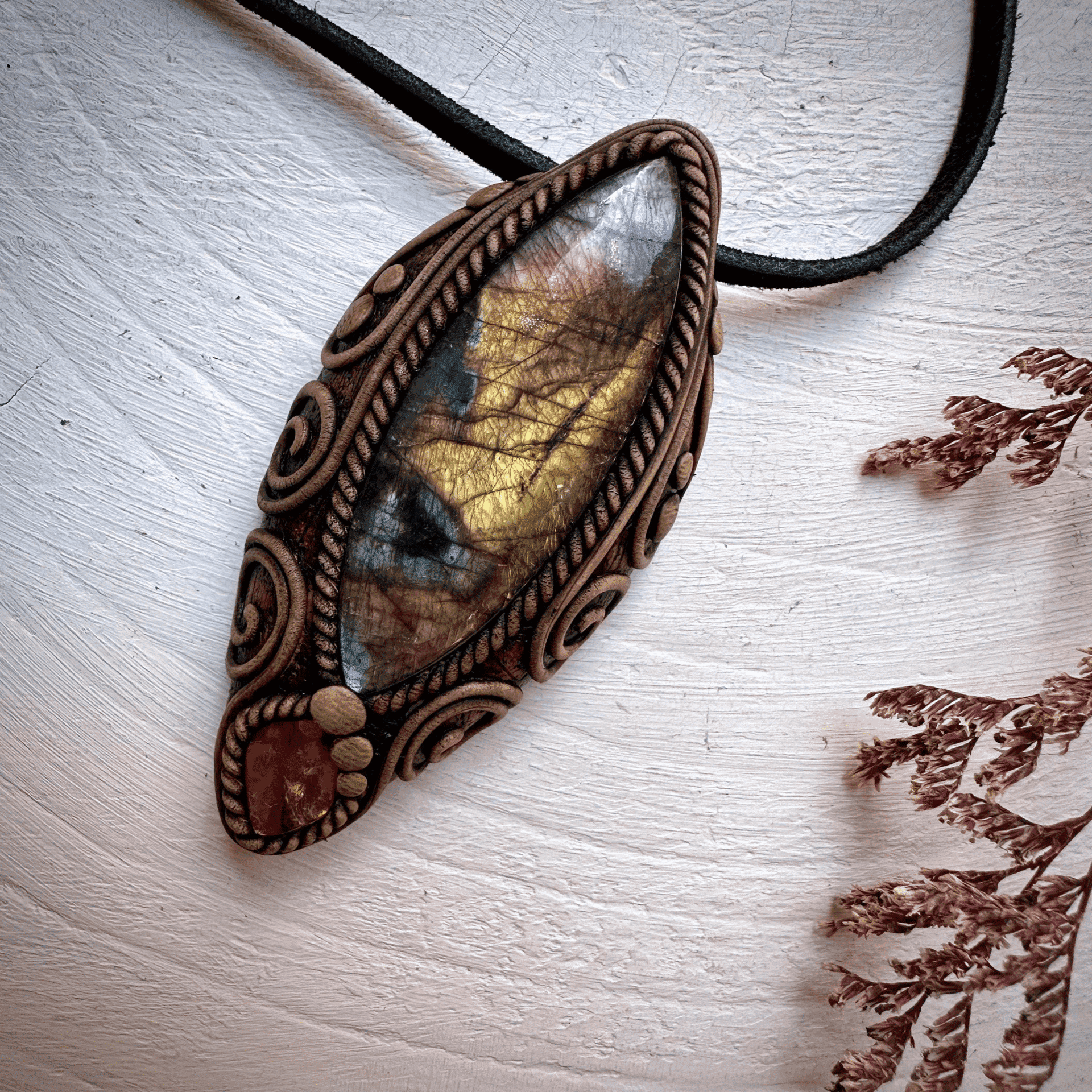 Labradorite and Ammolite Necklace - FairyGardenGlow