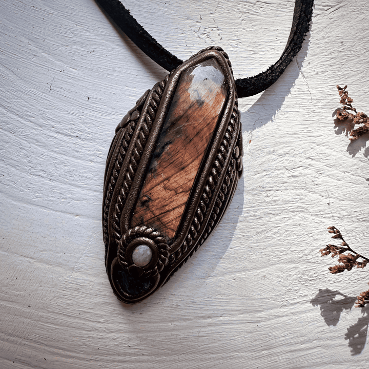 Labradorite Tanzanite and Australian Opal Pendant Necklace - FairyGardenGlow