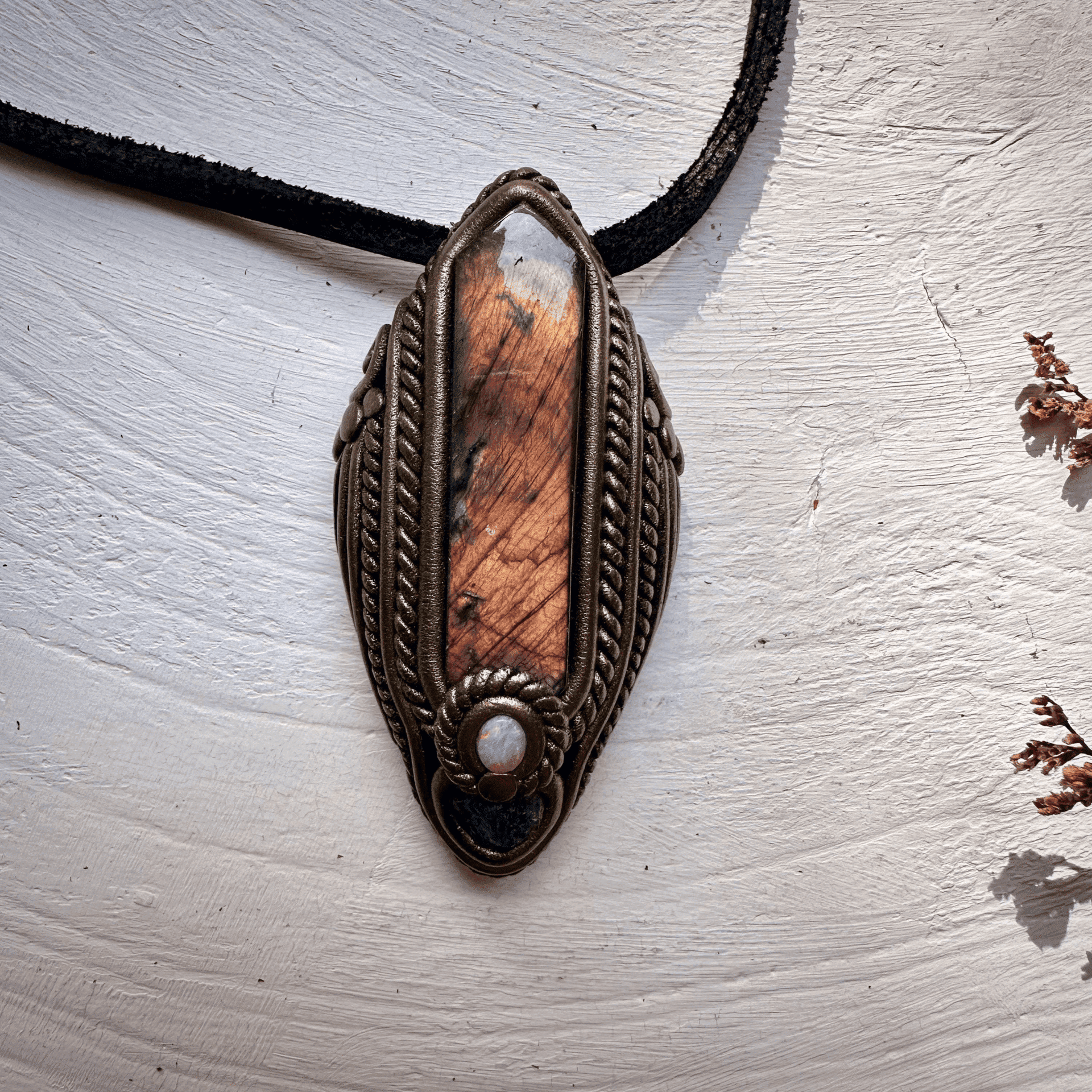 Labradorite Tanzanite and Australian Opal Pendant Necklace - FairyGardenGlow