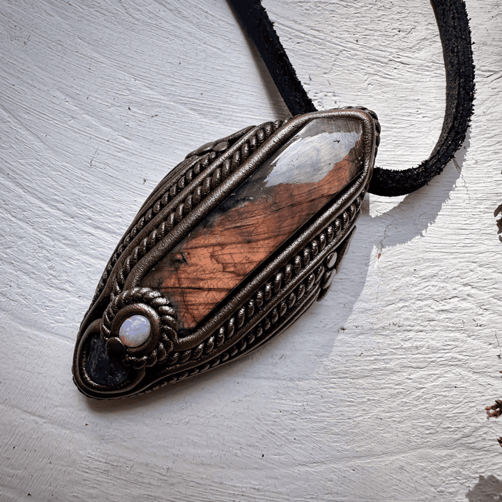 Labradorite Tanzanite and Australian Opal Pendant Necklace - FairyGardenGlow
