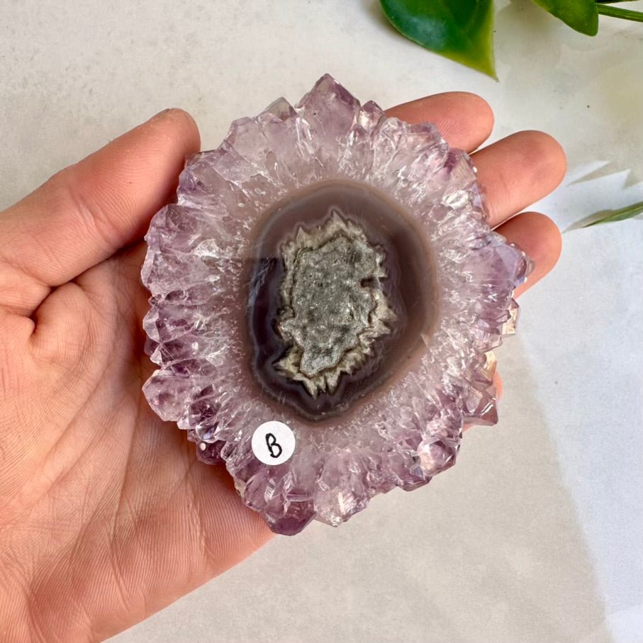 Amethyst Stalactite Slice, Natural Amethyst Flower, Large Amethyst Slice - FairyGardenGlow