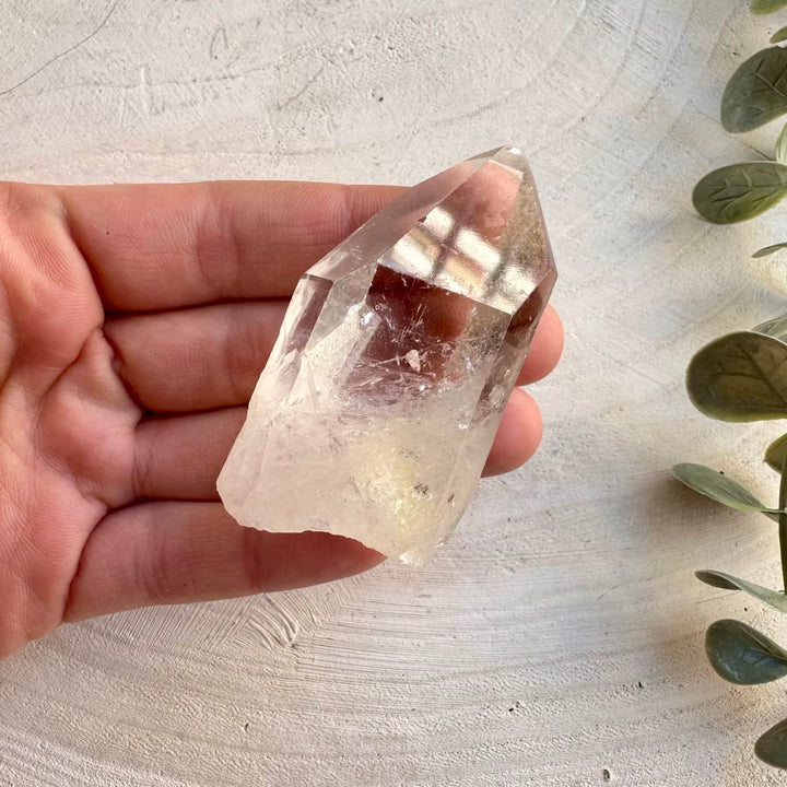 Clear quartz crystal used for meditation and healing