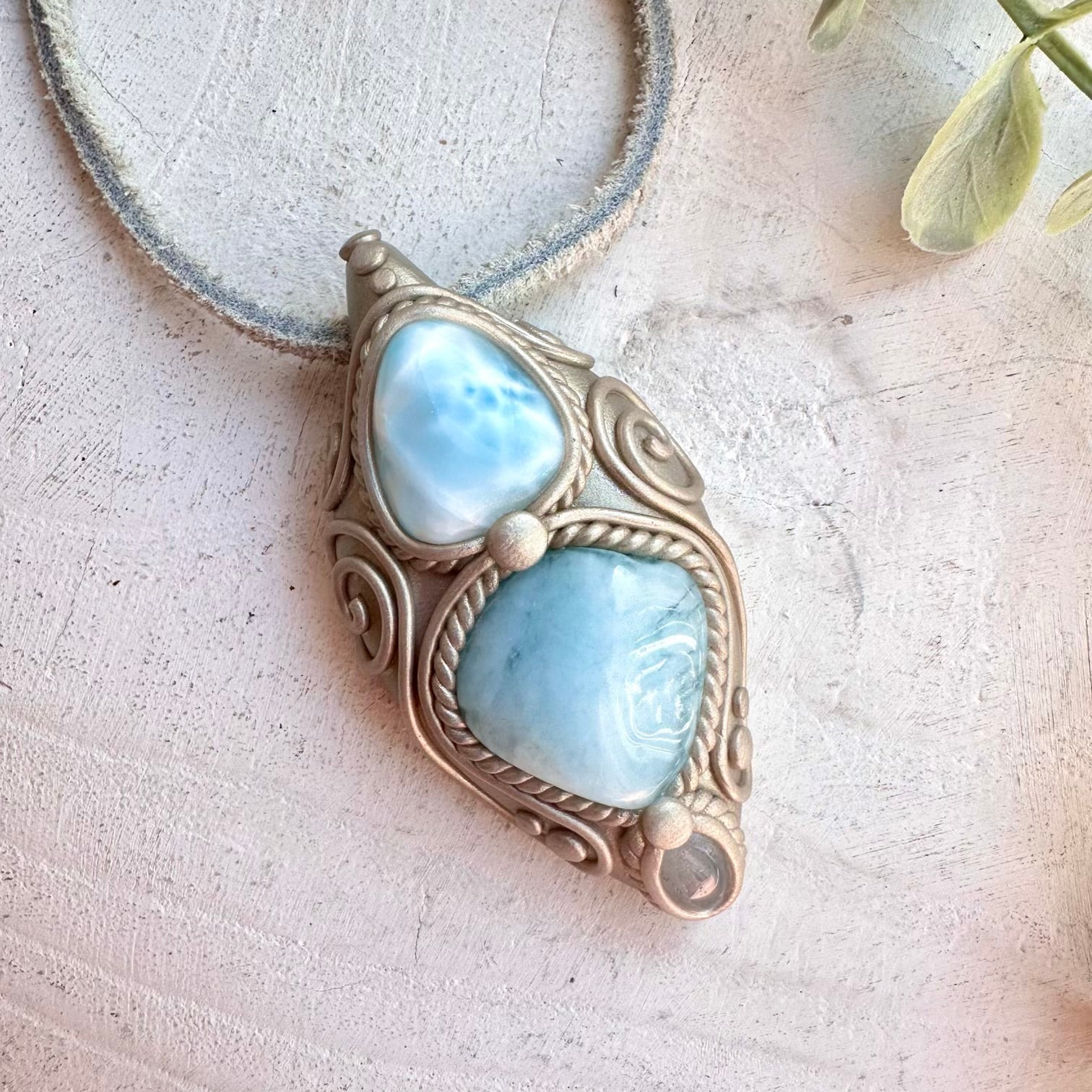 protection amulet crystal necklace with natural aquamarine larimar and topaz gemstones