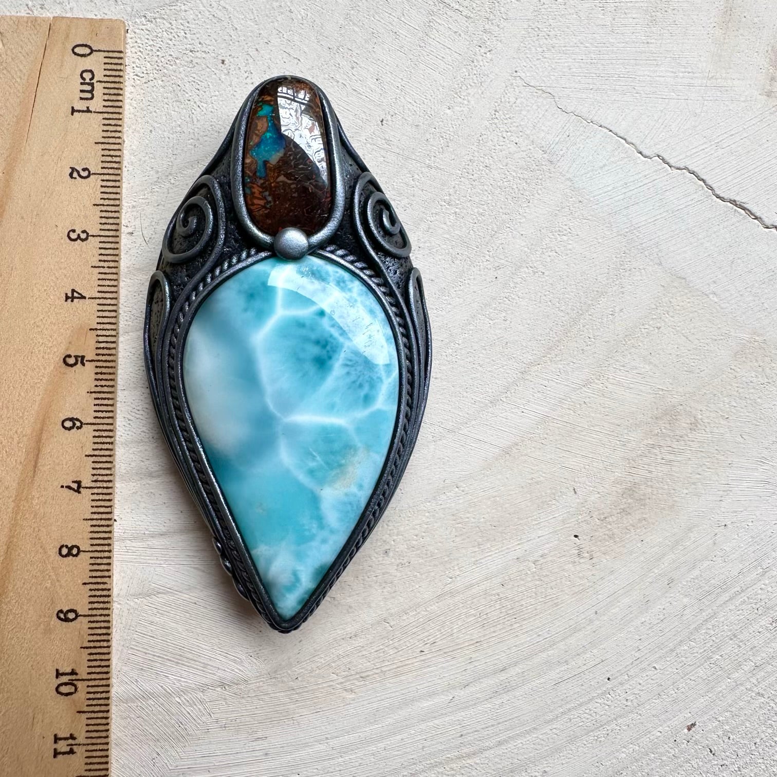 Unique larimar gemstone pendant necklace