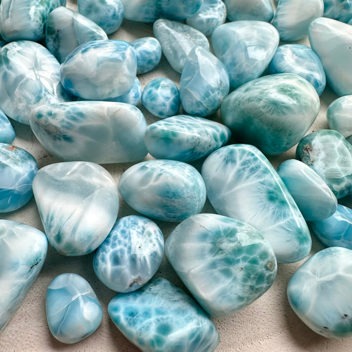 Tumbled larimar gemstone for spiritual use