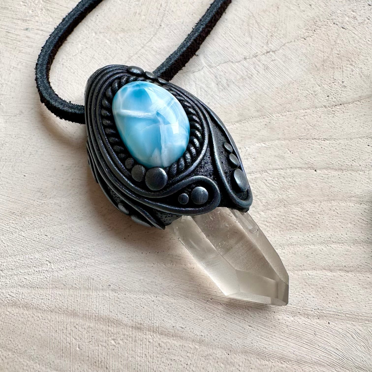 Crystal necklace designed for calm clarity and emotional balance