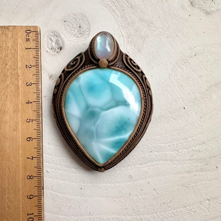 Healing jewelry combining Larimar and Rainbow Moonstone