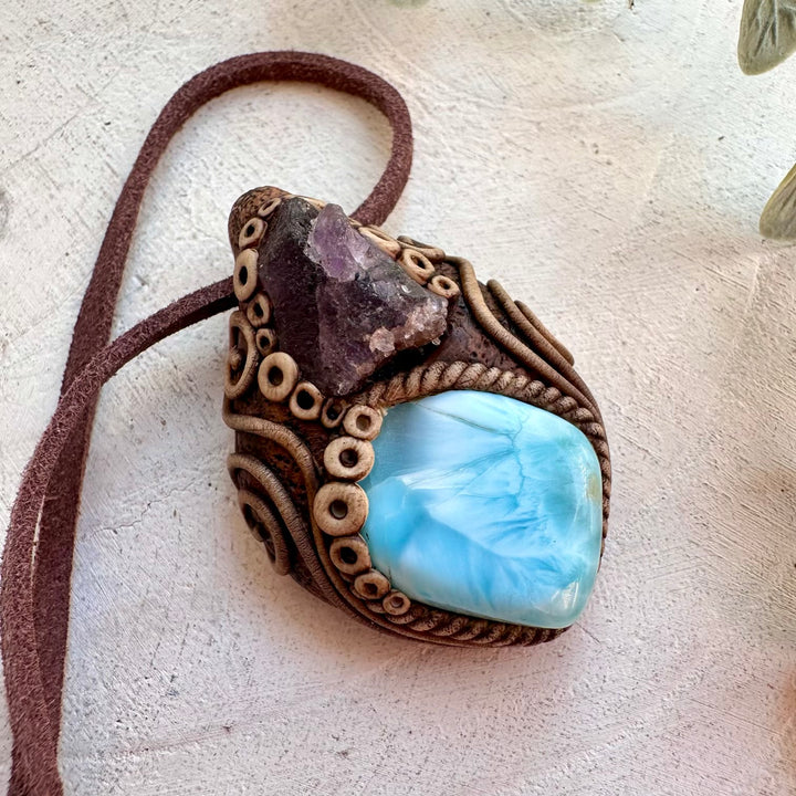 Natural healing gemstone necklace for clarity and renewal unisex and handmade