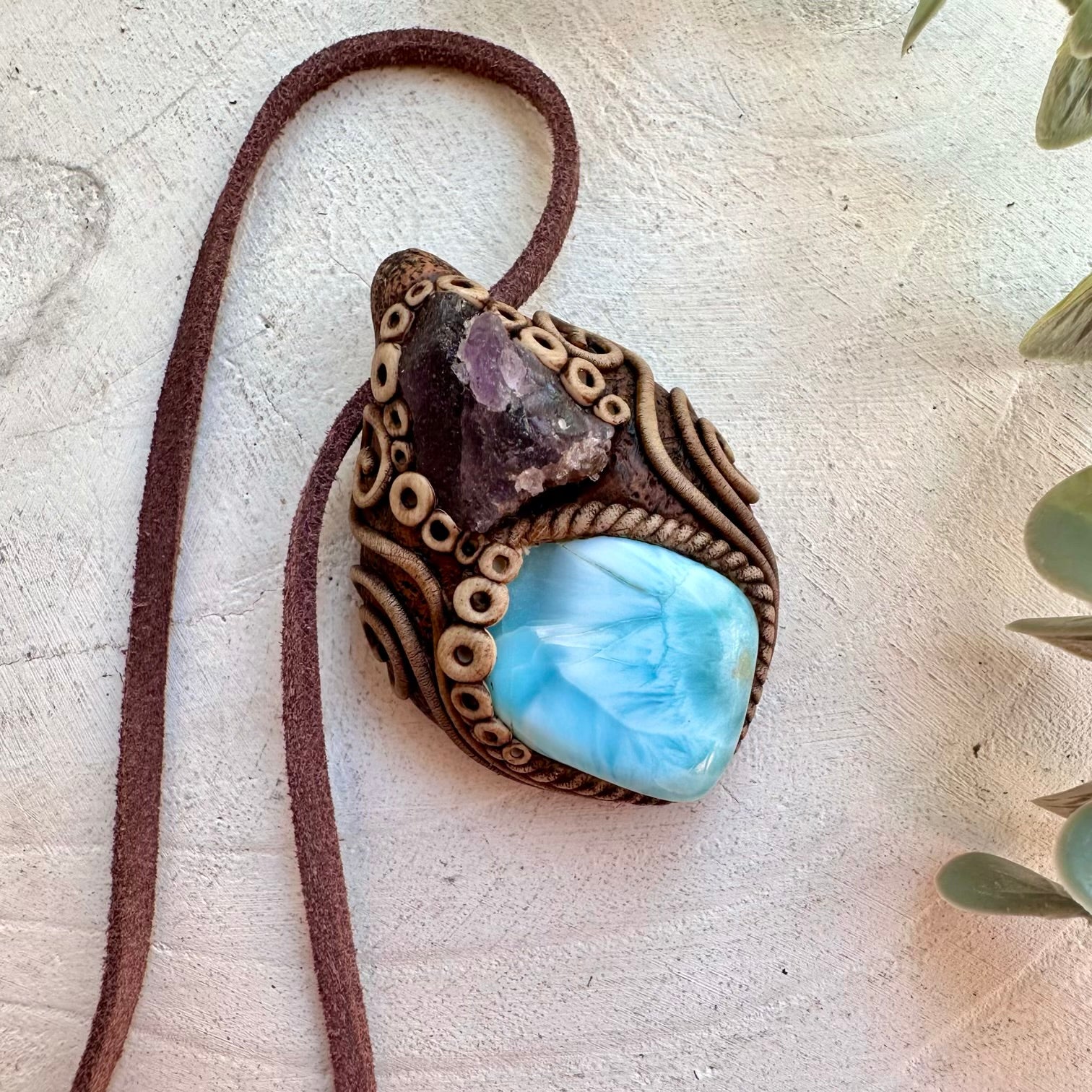 Handmade Larimar and Scapolite Necklace – Metaphysical Healing Stone Jewelry
