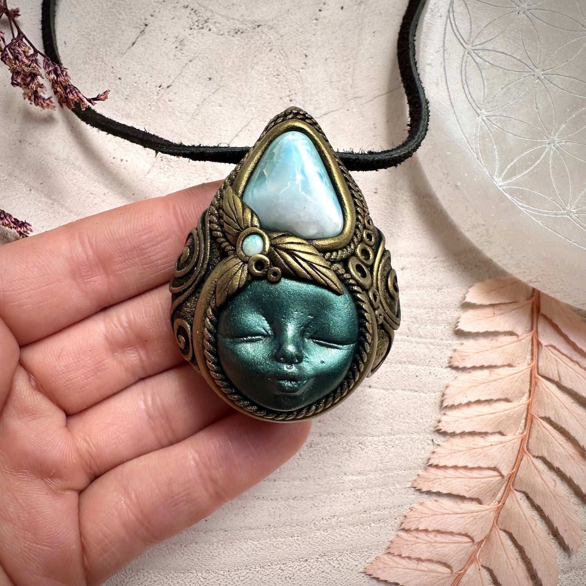 Larimar and Opal Goddess Necklace - FairyGardenGlow