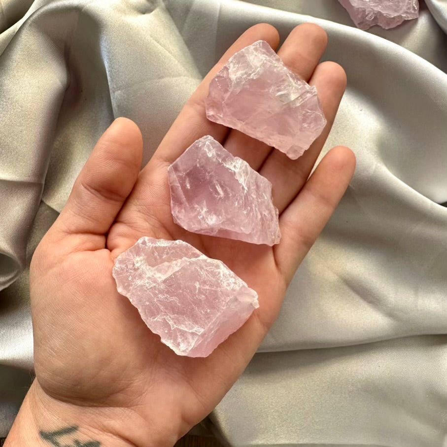 Lavender Quartz Raw Stone – Natural Pink - Purple Healing Crystal for Love, Calm & Emotional Healing (3 Pieces Set) - FairyGardenGlow