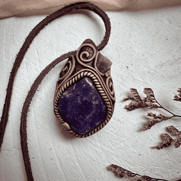 Lepidolite and Raw Ruby Pendant Necklace - FairyGardenGlow