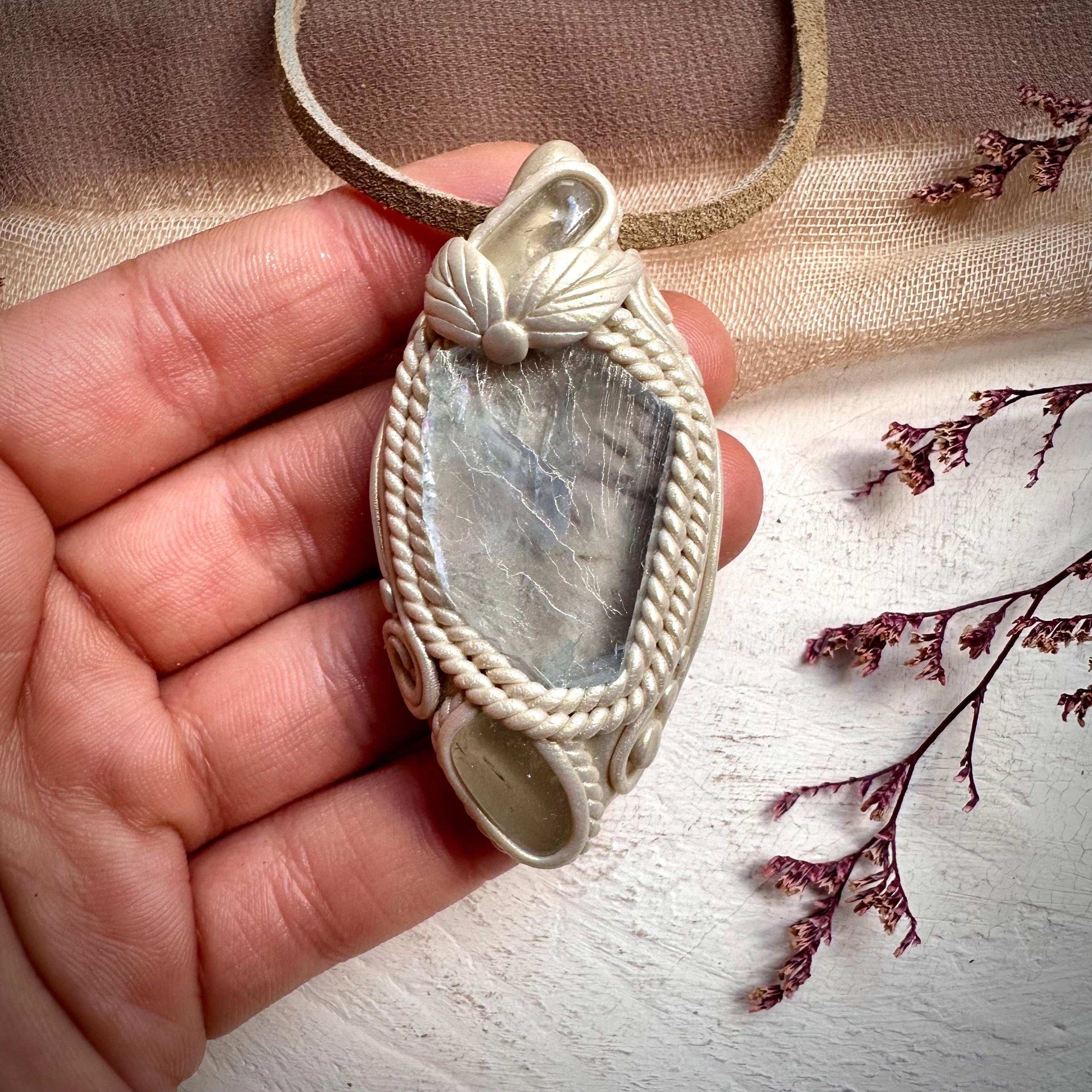 Light Blue Fluorite and Clear Topaz Necklace - FairyGardenGlow