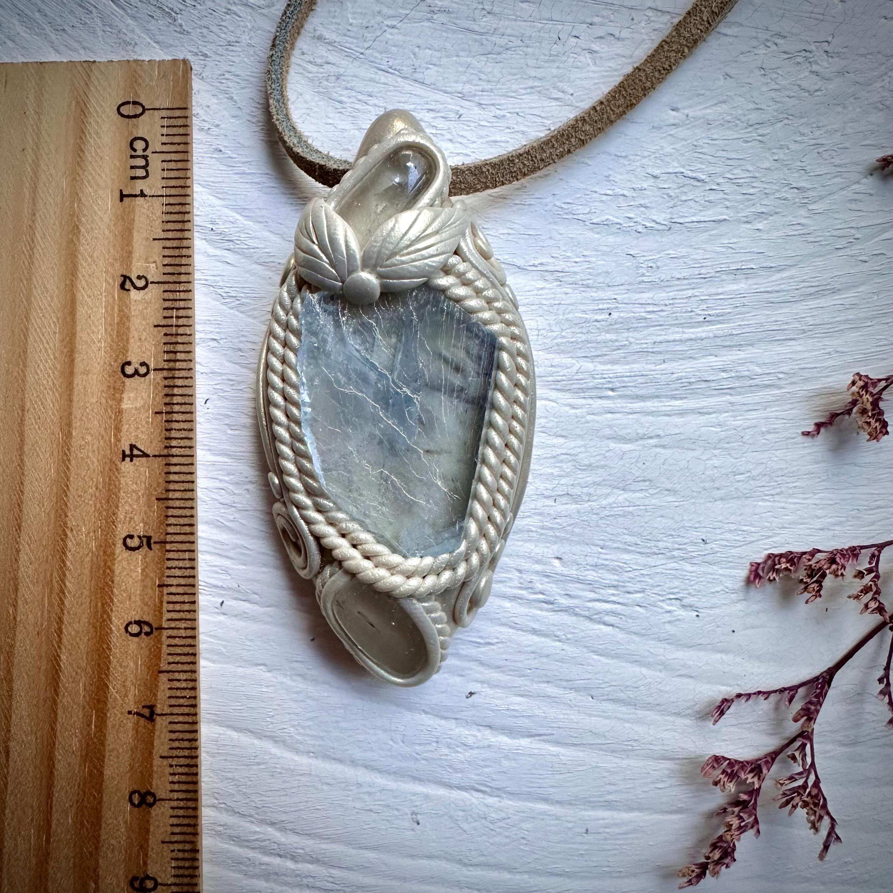 Light Blue Fluorite and Clear Topaz Necklace - FairyGardenGlow