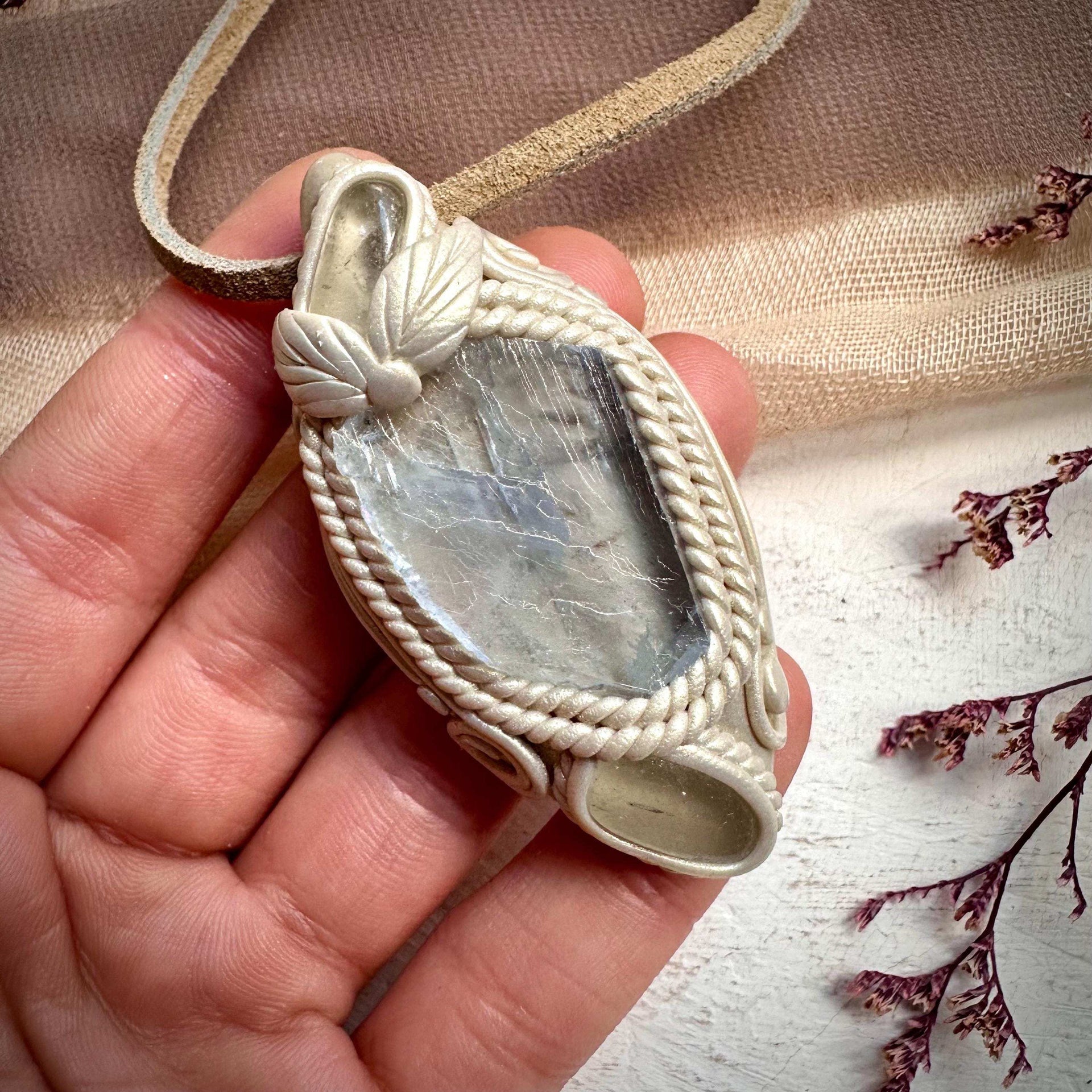 Light Blue Fluorite and Clear Topaz Necklace - FairyGardenGlow