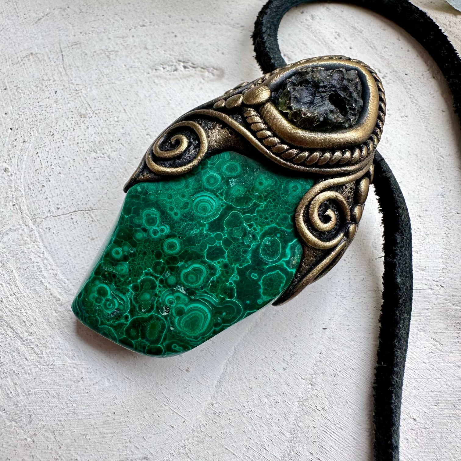 Unique moldavite crystal pendant necklace