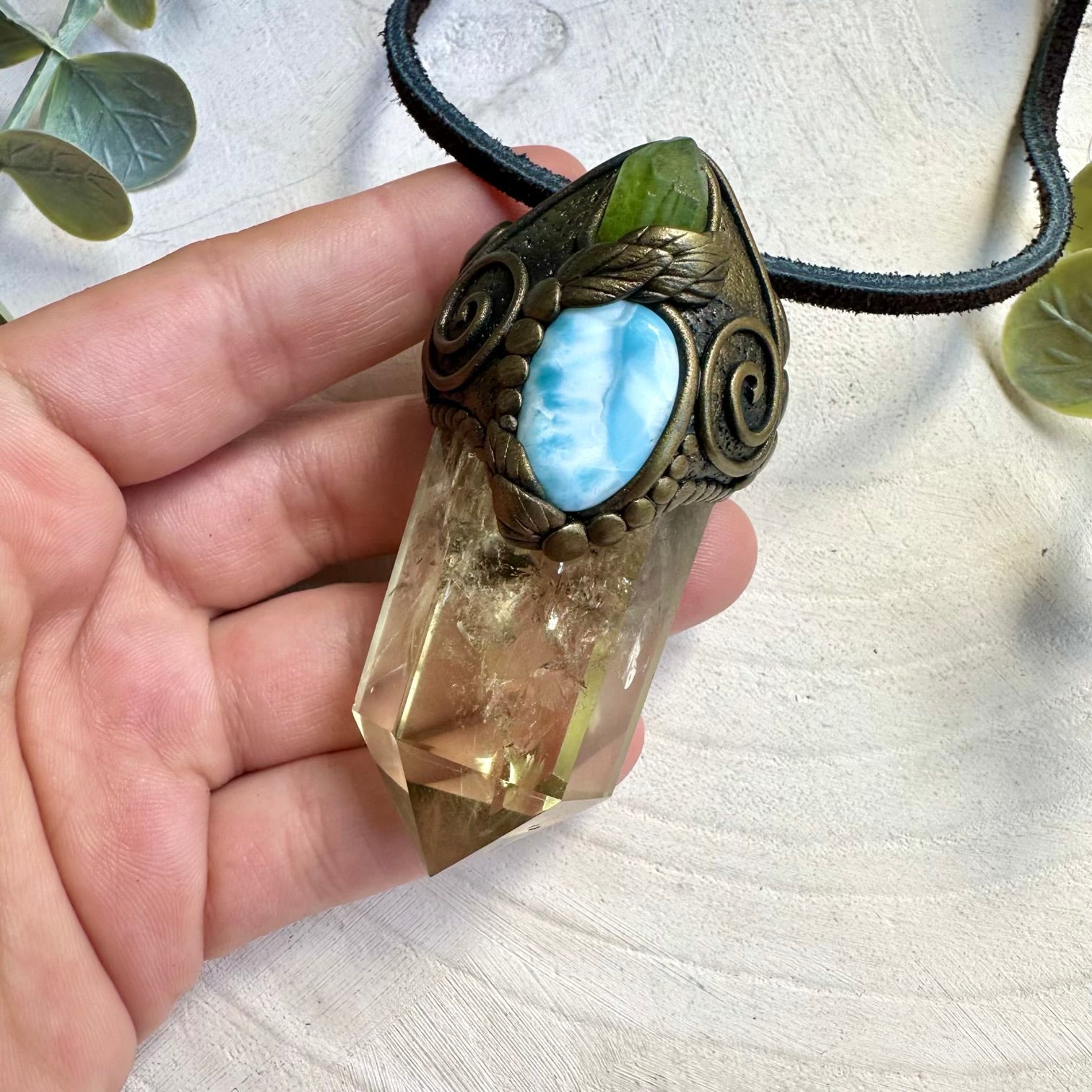 Crystal necklace designed for joy growth and calm energy