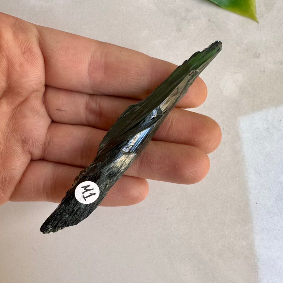 Vivianite crystal specimen – green mineral blade, medium size