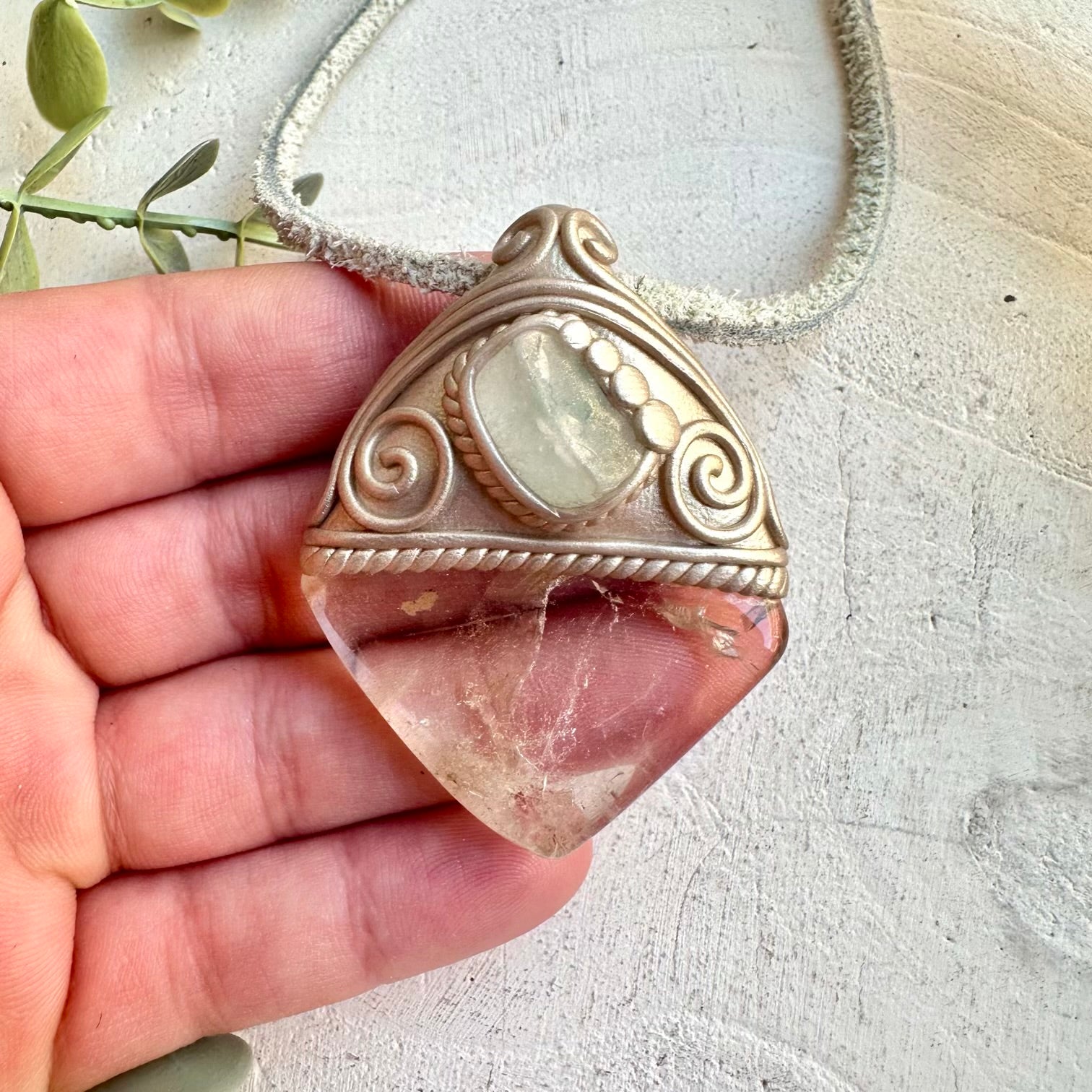 One of a kind crystal necklace handmade spiritual gemstone pendant