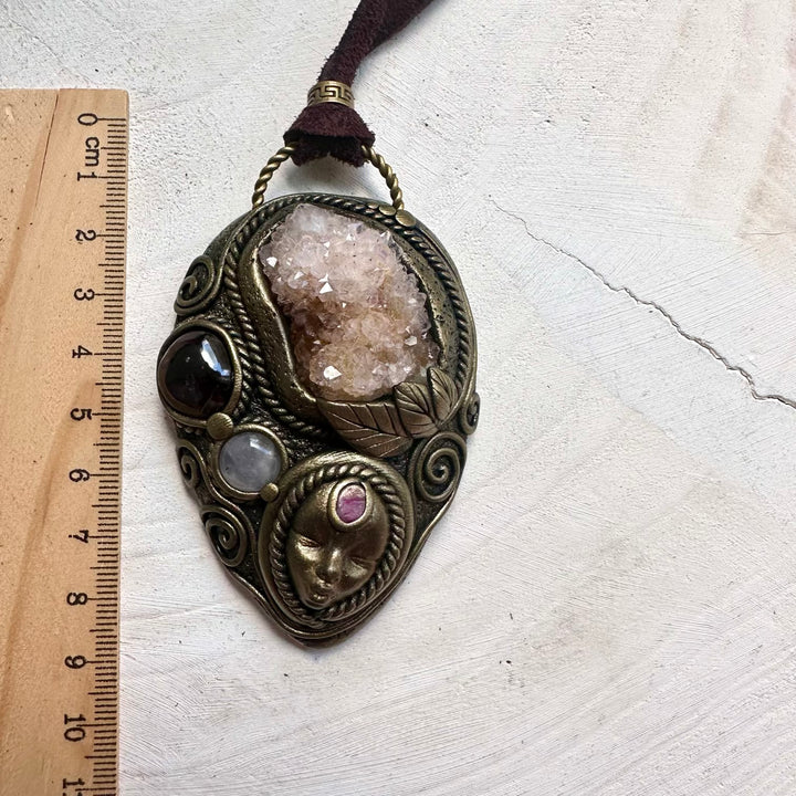 Divine feminine crystal jewelry featuring Spirit Quartz and Rose Quartz