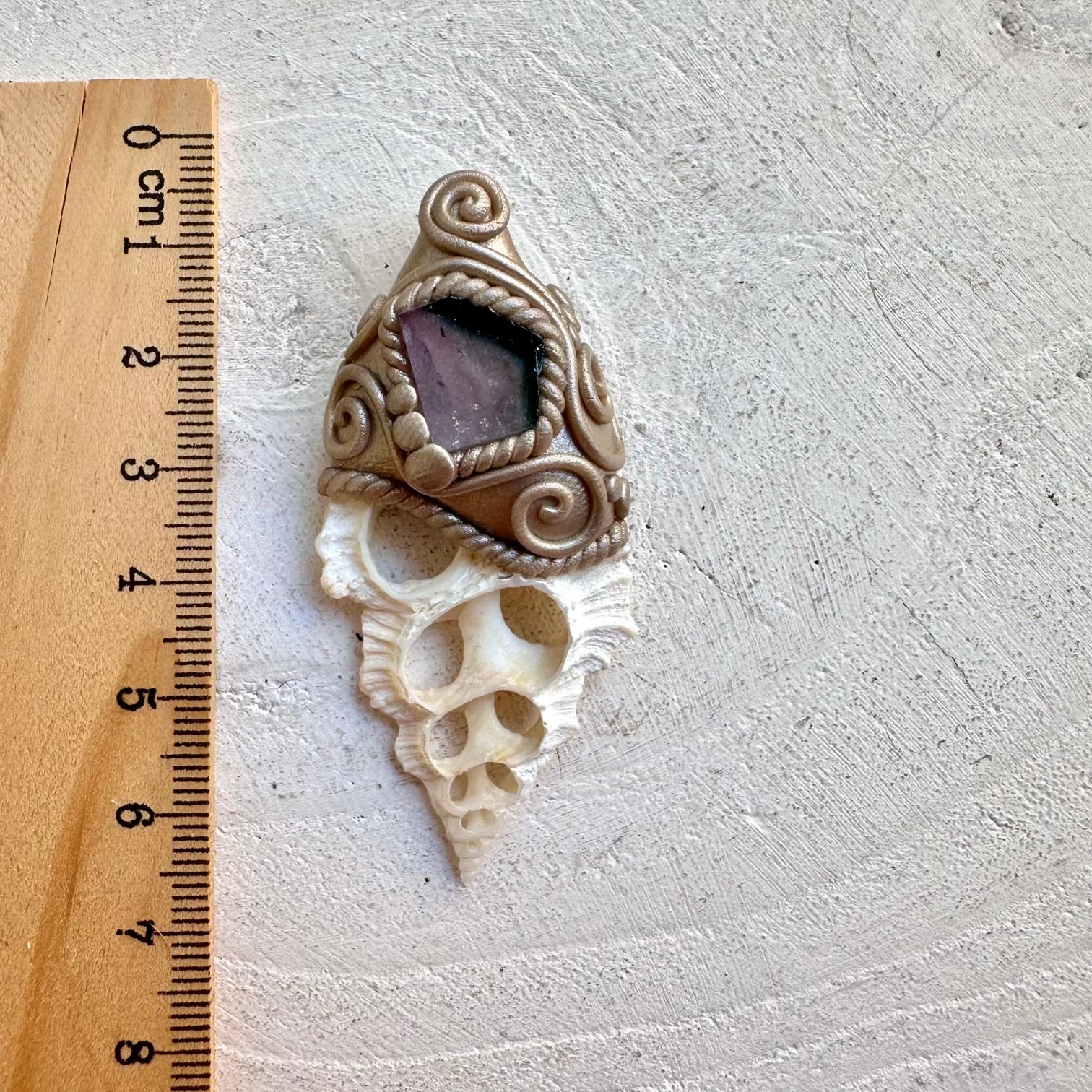 Seashell Slice & Bi-Color Tourmaline Necklace – Unique Healing Crystal Jewelry