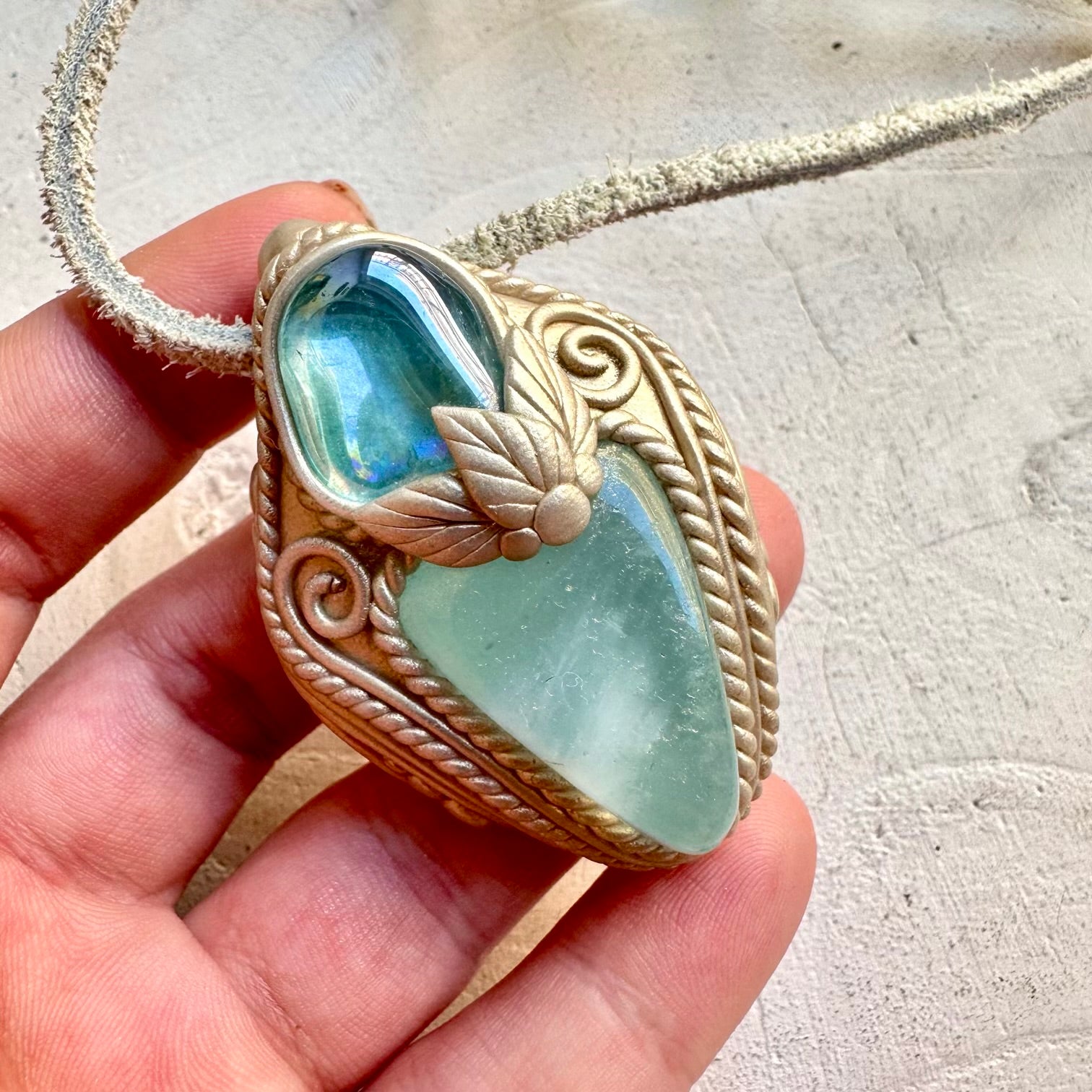 Spiritual crystal necklace boho talisman for calm communication and emotional balance