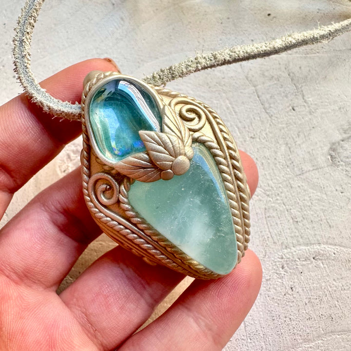 Spiritual crystal necklace boho talisman for calm communication and emotional balance
