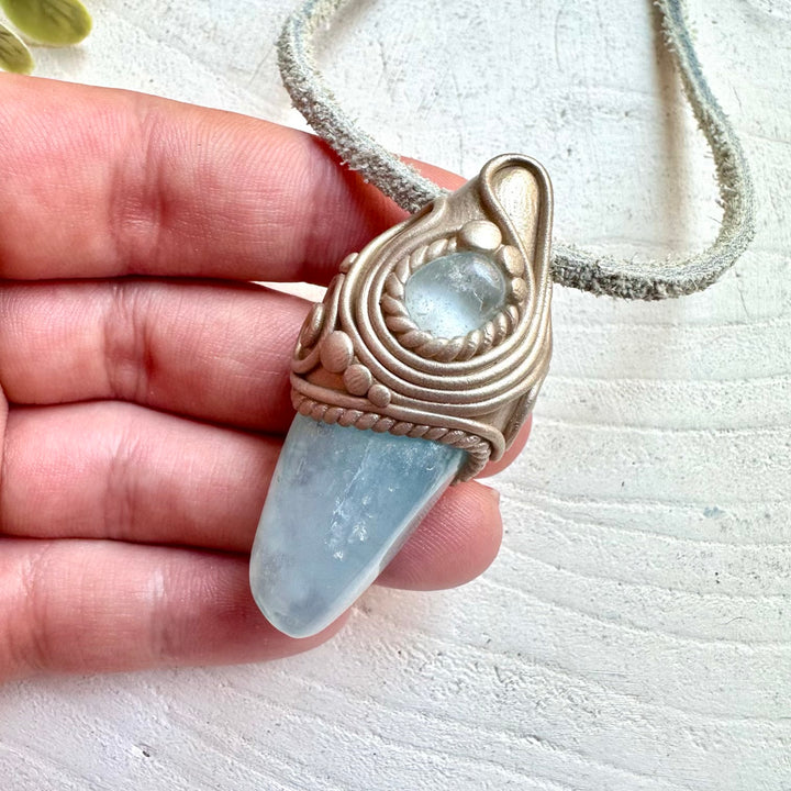 Spiritual crystal necklace boho talisman for calm communication and clarity