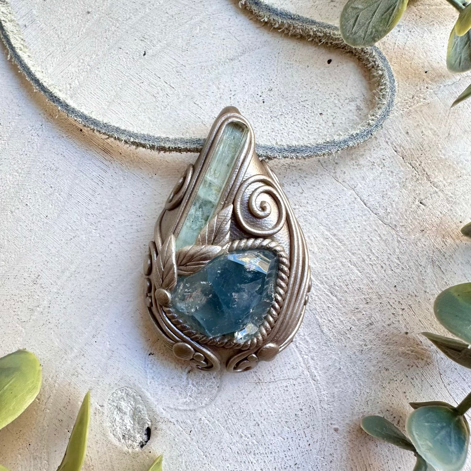Boho jewelry protection amulet necklace ocean sky energy crystal design