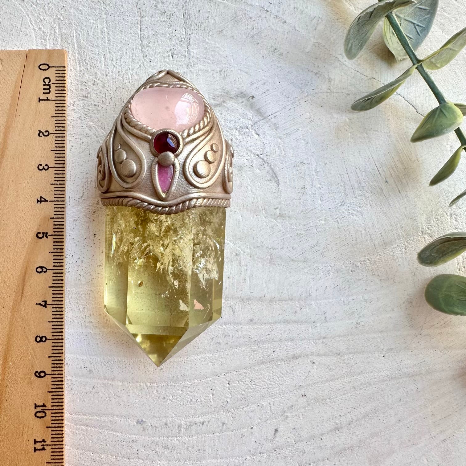 Healing stone wand necklace crystal talisman with natural crystals