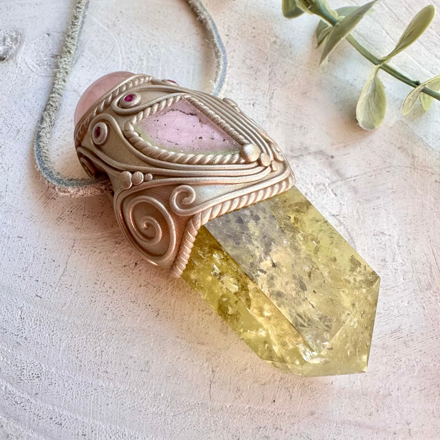 Spiritual crystal wand for heart chakra healing compassion and courage energy