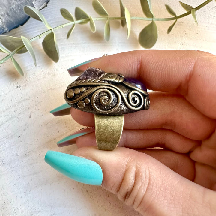 Handmade talisman ring for intuition and emotional balance