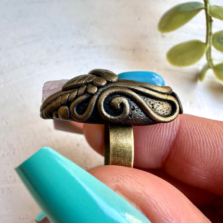Crystal ring designed for calm feminine energy and love