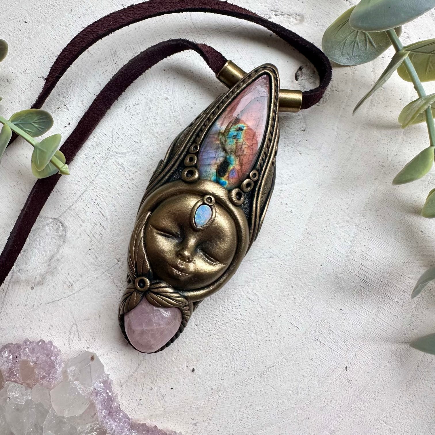 Labradorite kunzite and opal unisex spiritual jewelry