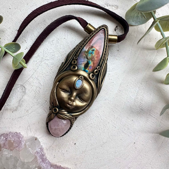 Labradorite kunzite and opal unisex spiritual jewelry