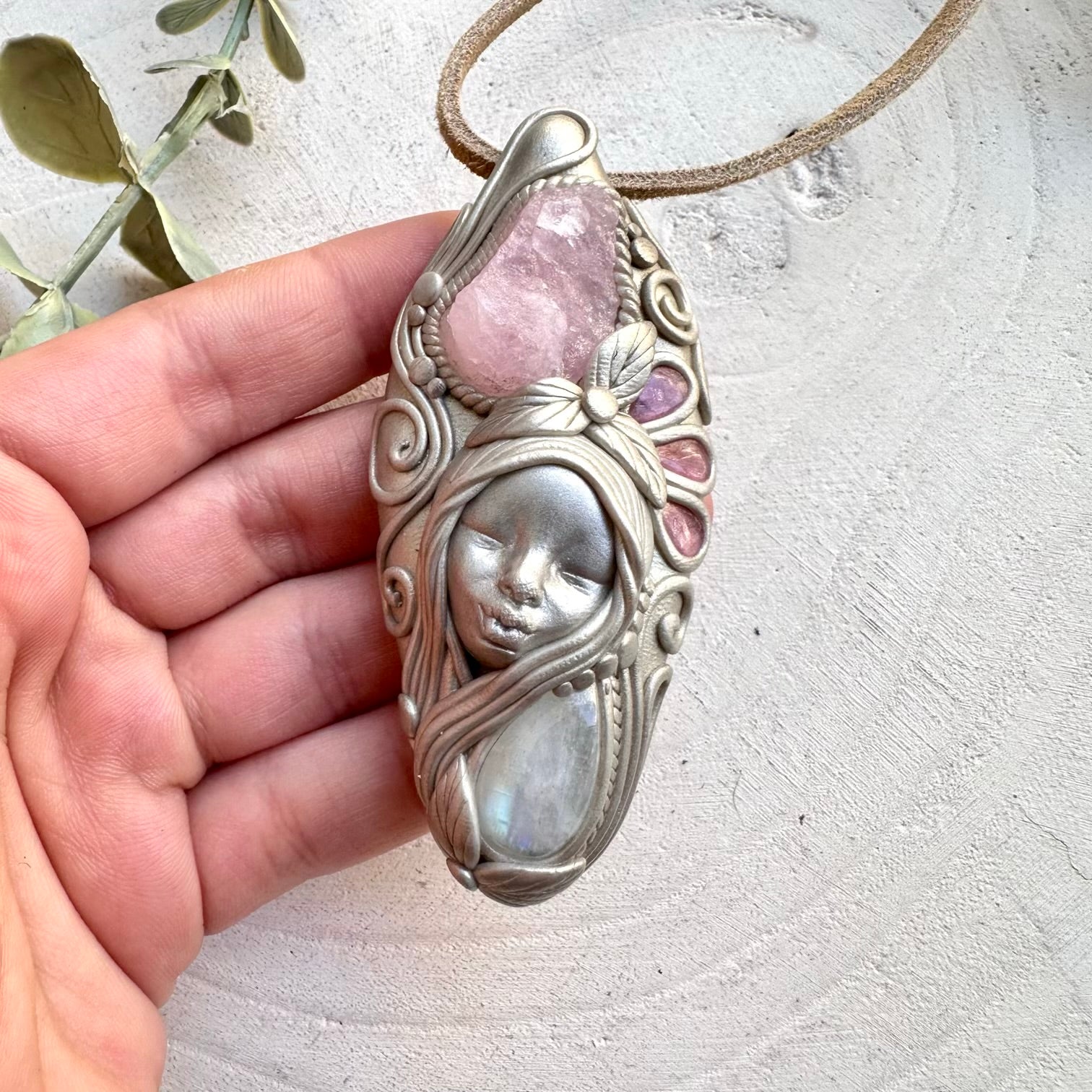 Spiritual jewelry combining morganite pink tourmaline and moonstone